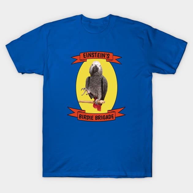 Birdie Brigade African Grey Parrot T-Shirt T-Shirt by Einstein Parrot